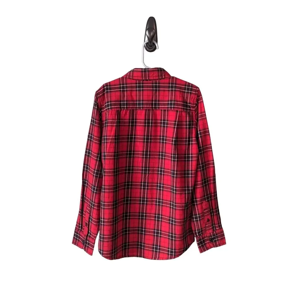 The Children's Place Boys Button Down Shirt M Red Tartan Plaid Holiday Festive